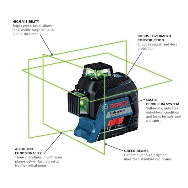 300 ft. Green 360-Degree Laser Level Self Leveling with Visimax Technology, Fine Adjustment Mount and Hard Carrying Case