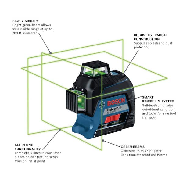 100 ft. Green Laser Level Self Leveling with VisiMax Technology, Adjustable  L-Bracket Mount and Hard Carrying Case