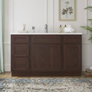 54 in. W x 21 in. D x 32.5 in. H Bath Vanity Cabinet without Top in Brown