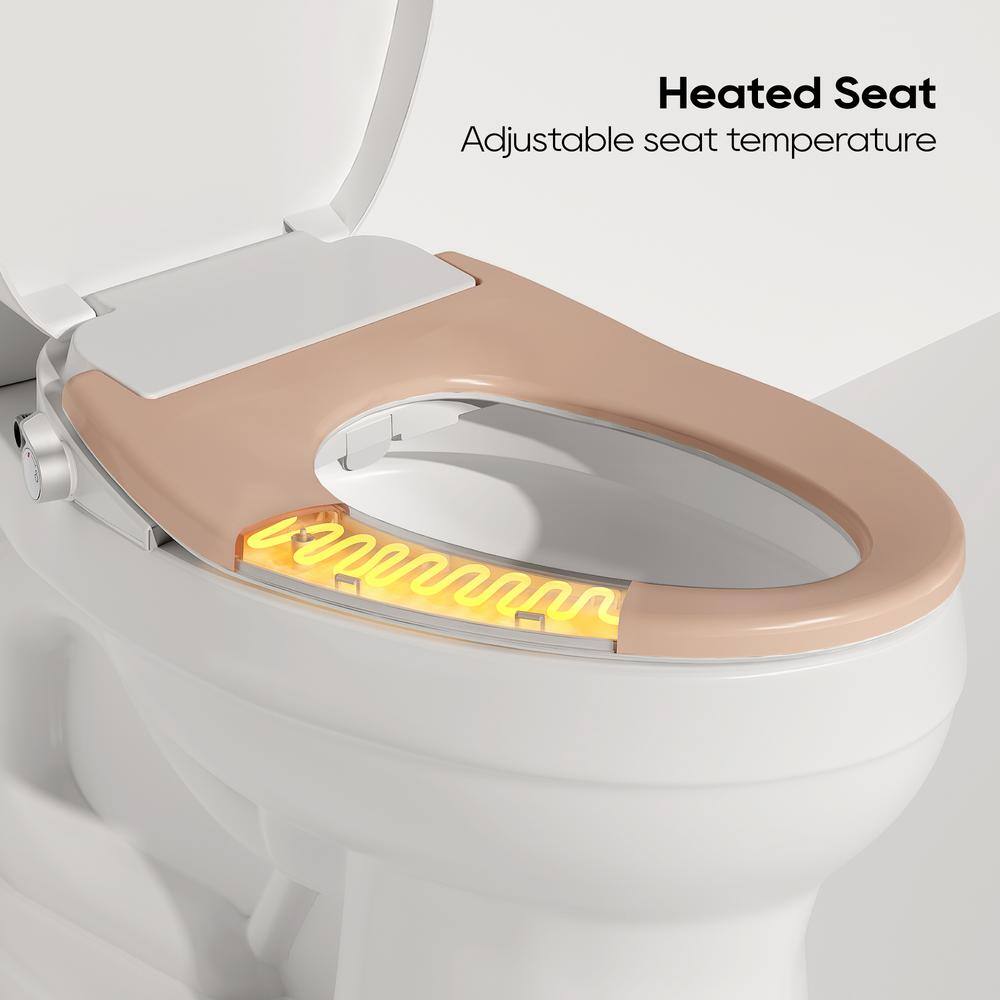 White Elongated Heated Bidet Toilet Seat with Night Light