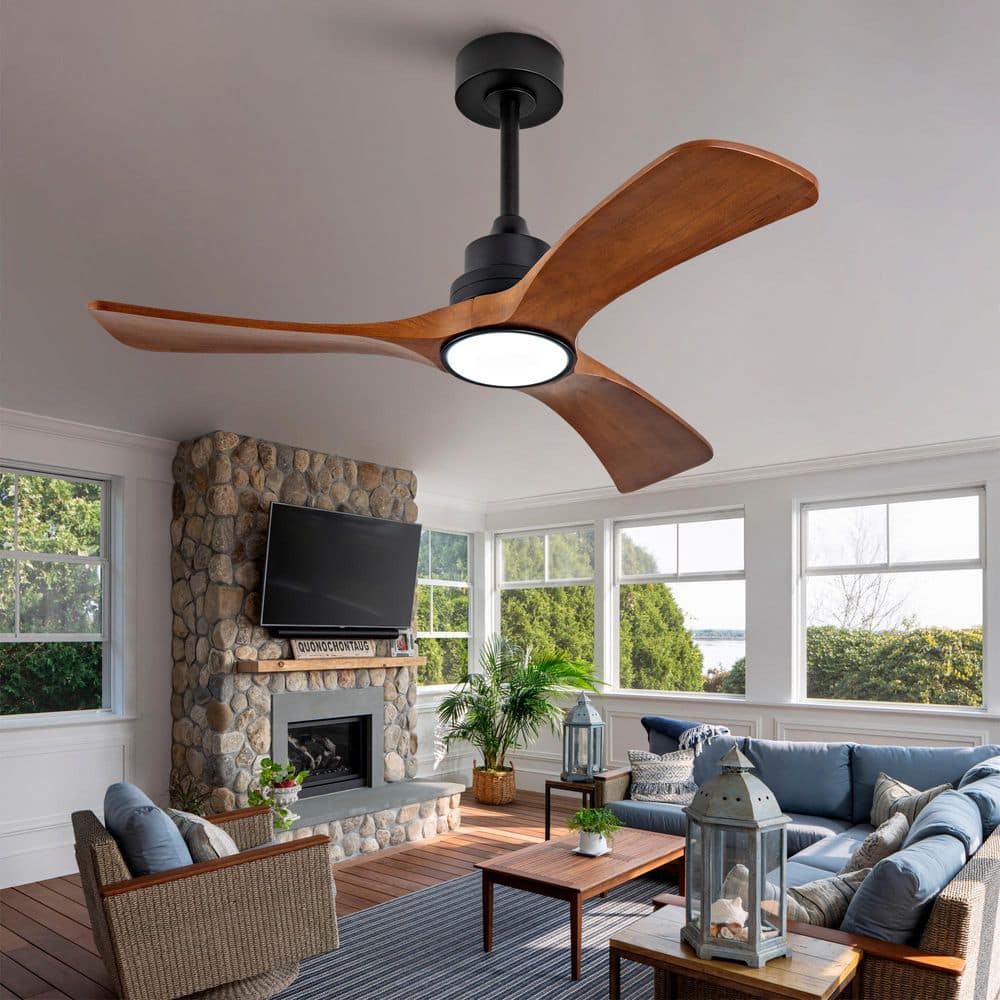 42 in. Indoor Black Downrod Mount Standard Ceiling Fan with 3 Solid Wood Blades, DC Motor, Remote and LCD Wall Control price history on PriceWatchPro