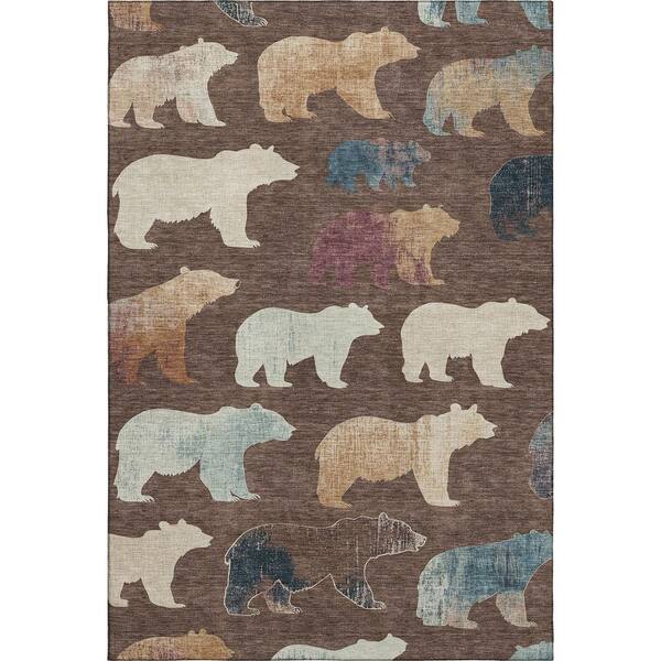 Mayfield Premium Machine Washable Abstract AMF2338 Chocolate 10 ft. x 14 ft. Area Rug