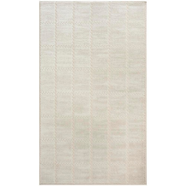 Serenity Home Ivory Cream 2 ft. x 4 ft. Linear Contemporary Area Rug