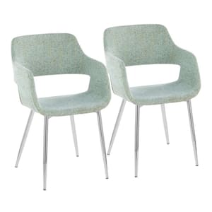 Margarite Light Green Fabric and Chrome Metal Armchair (Set of 2)