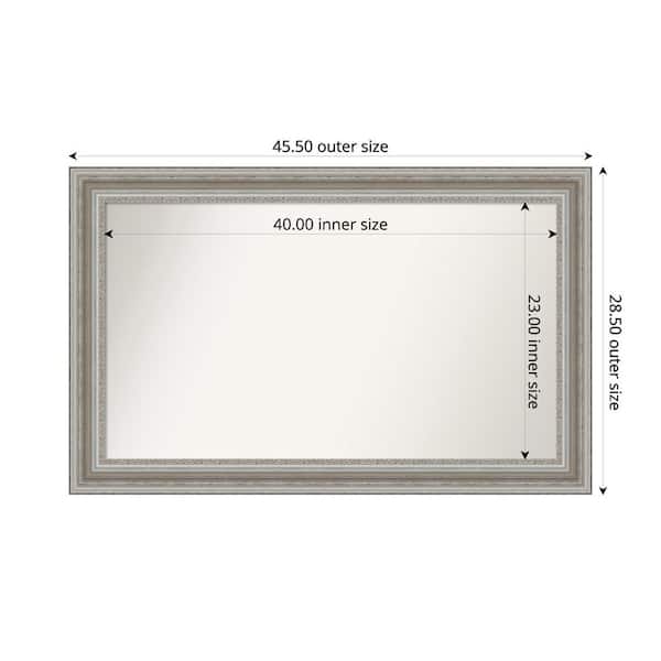 Amanti Art Parlor Silver 45.5 in. x 28.5 in. Custom Non-Beveled Recycled Polystyrene Framed Bathroom Vanity Wall Mirror