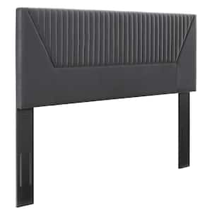 Patience Channel Tufted Performance Velvet Twin Headboard in Charcoal