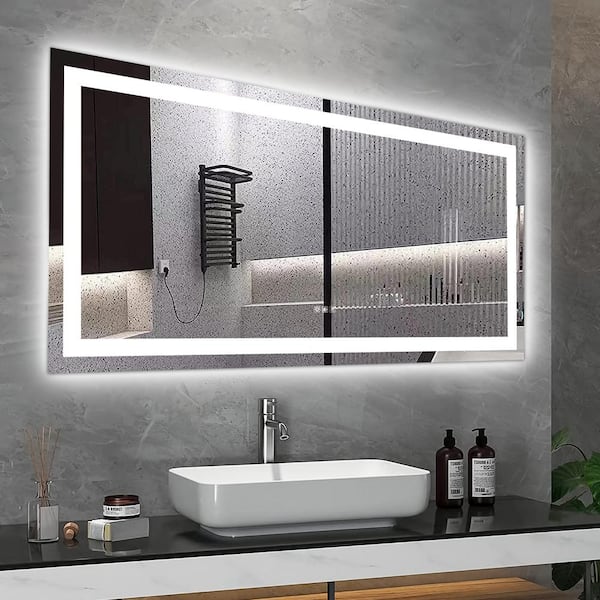 60 in. W x 32 in. H LED Bathroom Mirror with lights, anti-Fog Led