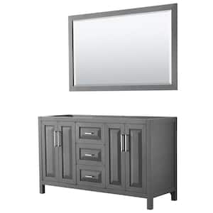 Daria 59 in. Double Bathroom Vanity Cabinet Only with 58 in. Mirror in Dark Gray