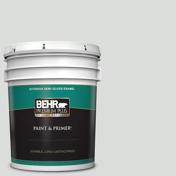 BEHR PREMIUM PLUS 5 gal. #N500-1 Shiny Luster Semi-Gloss Enamel Exterior Paint & Primer