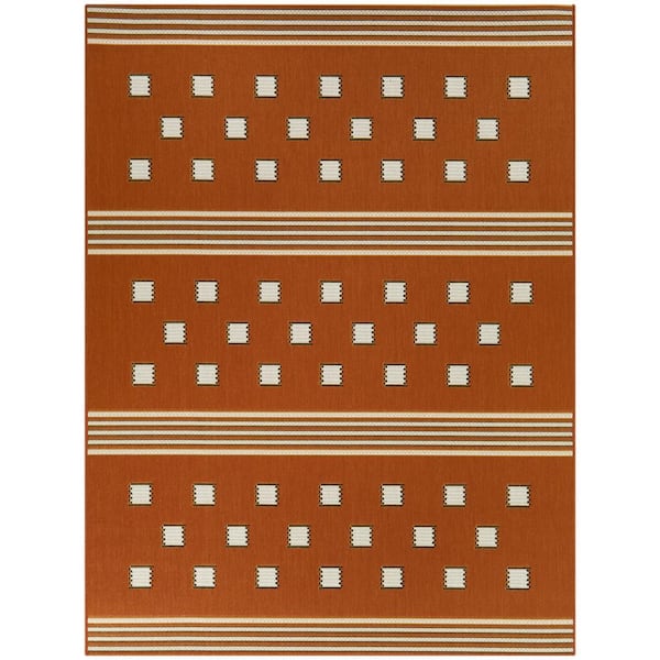 BALTA Fiorentino Orange 5 ft. 3 in. x 7 ft. Geometric Indoor/Outdoor Area Rug