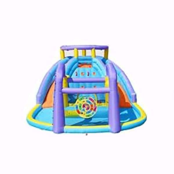 8 in 1 Inflatable Bounce House with Splash Pool, Water Gun, Basketball, Climbing Wall, Dual Slides, Target Game, 1 Pack