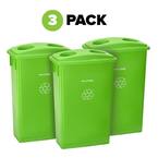 23 Gal. Lime Green Slim Recycling Can with Bottle and Can Lid (3-Pack)