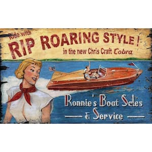 Charlie Vintage Style Boat Advertisement Wood Wall Art