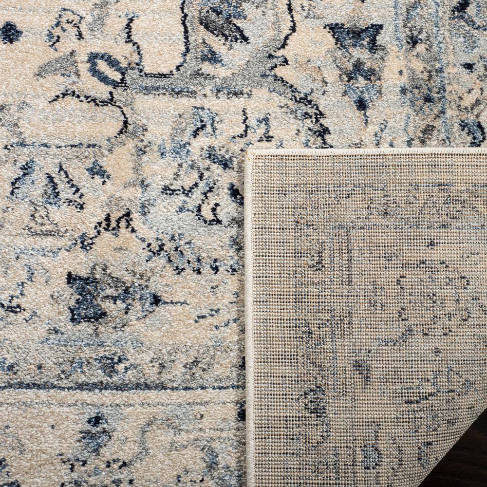 Charleston Ivory and Light Blue Synthetic Reversible Area Rug