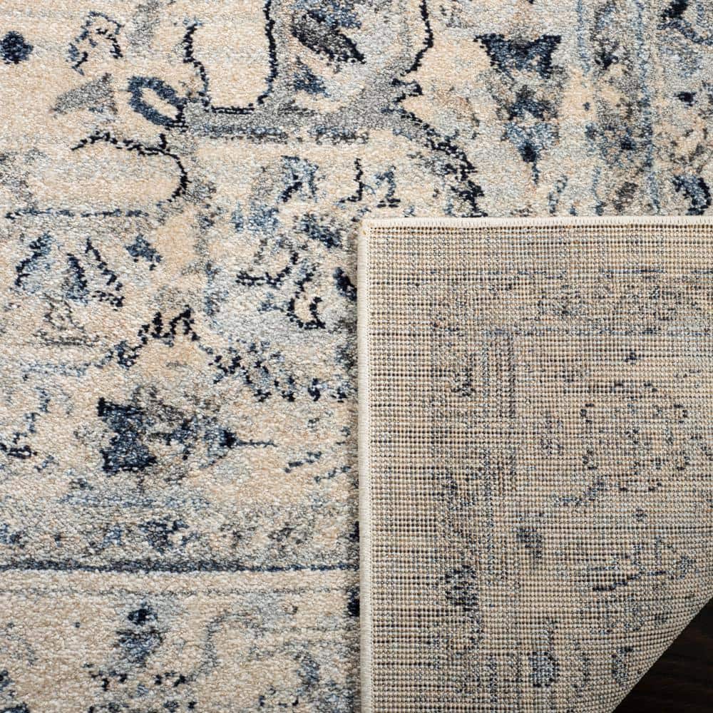Charleston Heirloom Ivory and Light Blue Synthetic Area Rug, 3' x 5'