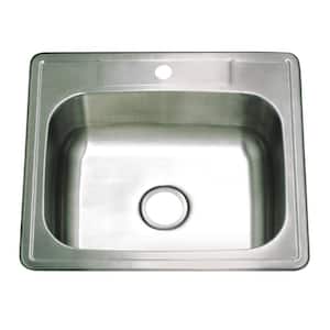 Studio Brushed Stainless Steel 25 in. Single Bowl Drop-In Kitchen Sink