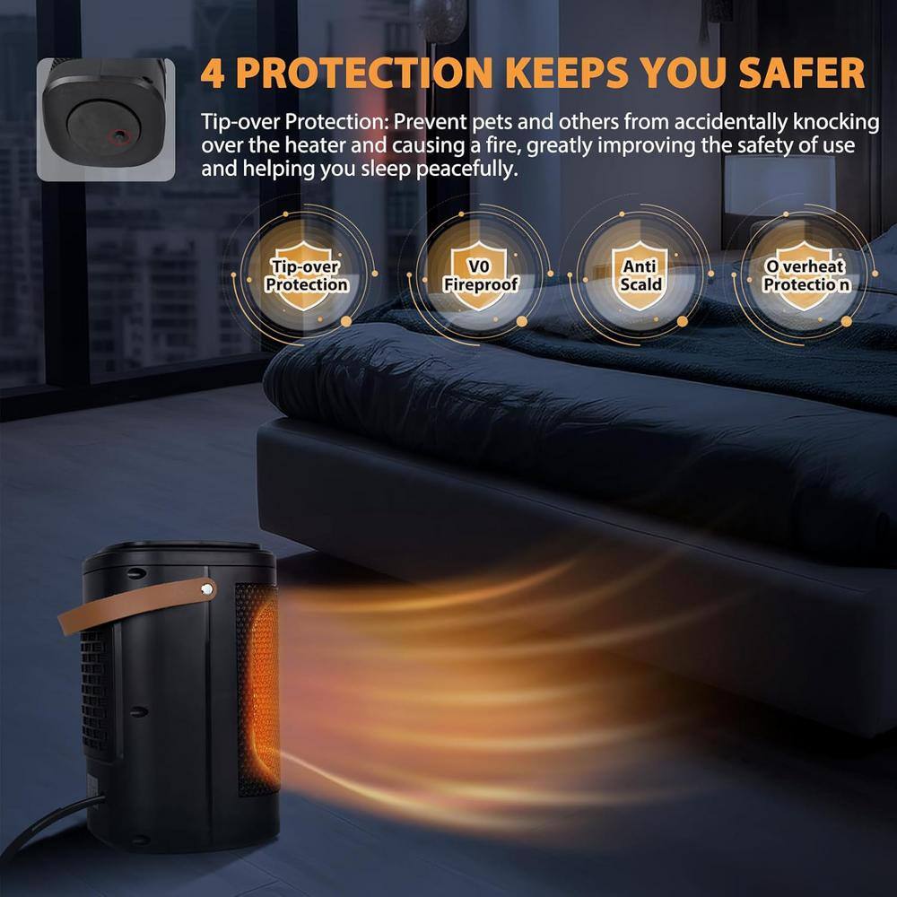 Black Ceramic Electric Space Heater with Thermostat and Remote