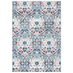 Brentwood Navy/Gray 4 ft. x 6 ft. Floral Area Rug
