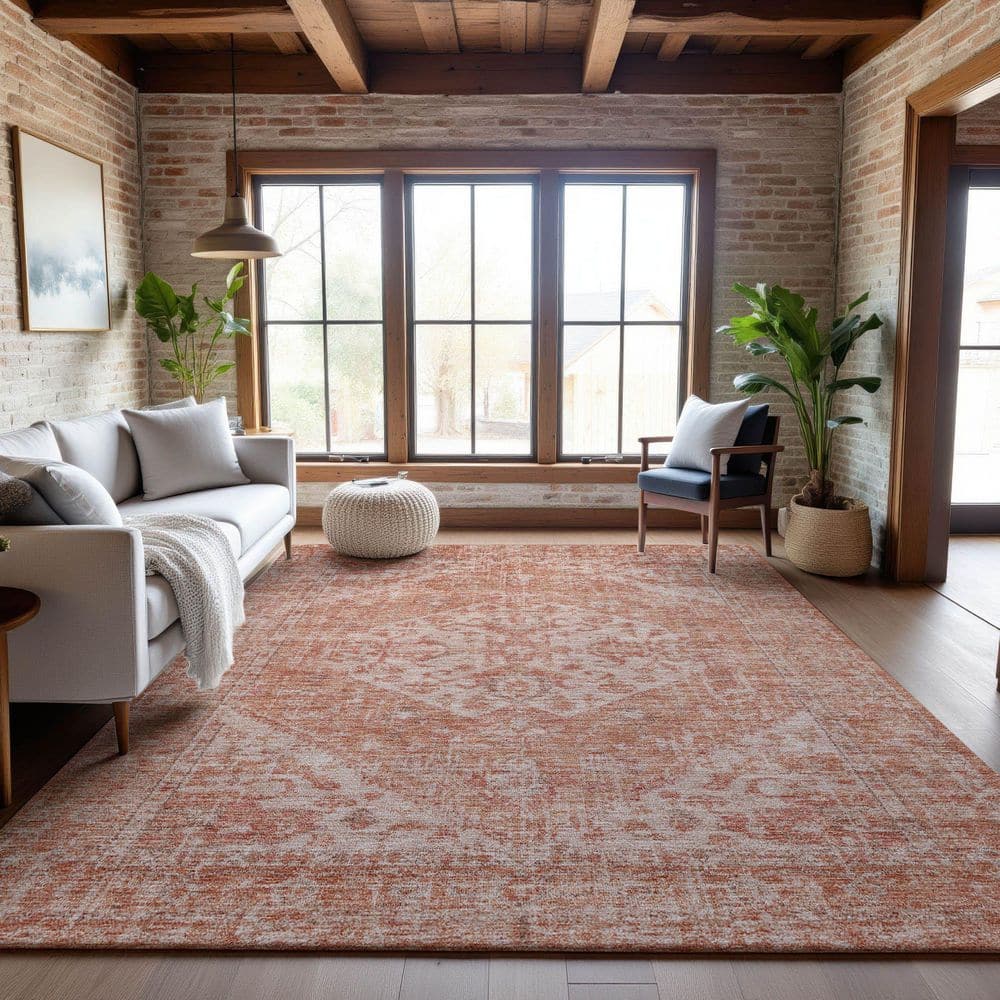 Mayfield Premium Machine Washable Abstract AMF1104 Coral 9 ft. x 12 ft. Area Rug price history on PriceWatchPro