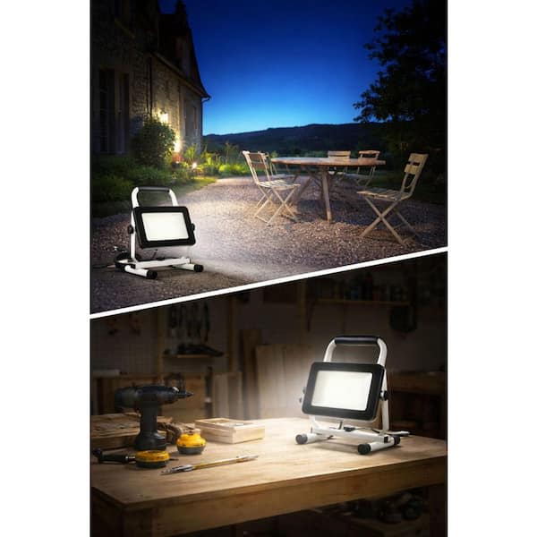 60-Watt 6000 Lumen LED Work Light with Stand for Garage Workshop Car, Outdoor Lighting