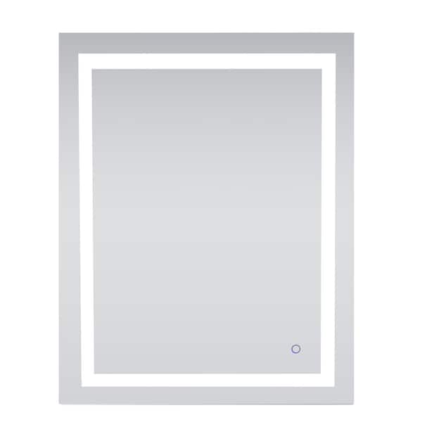 Unbranded Timeless Home 30 in. W x 40 in. H Rectangle Frameless Silver LED Mirror