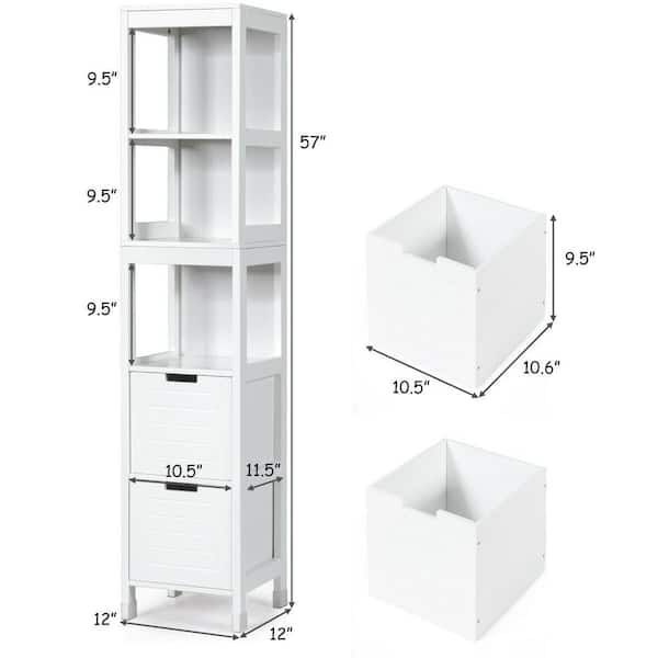 Gymax Bathroom White Floor Cabinet, Tangkula Floor Cabinet 3 Drawers Wooden Storage