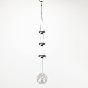Signature Collection Woodstock Temple Bells 27 in. Silver Tree of Life Wind Bells Outdoor Patio Home Garden Decor TB3TL