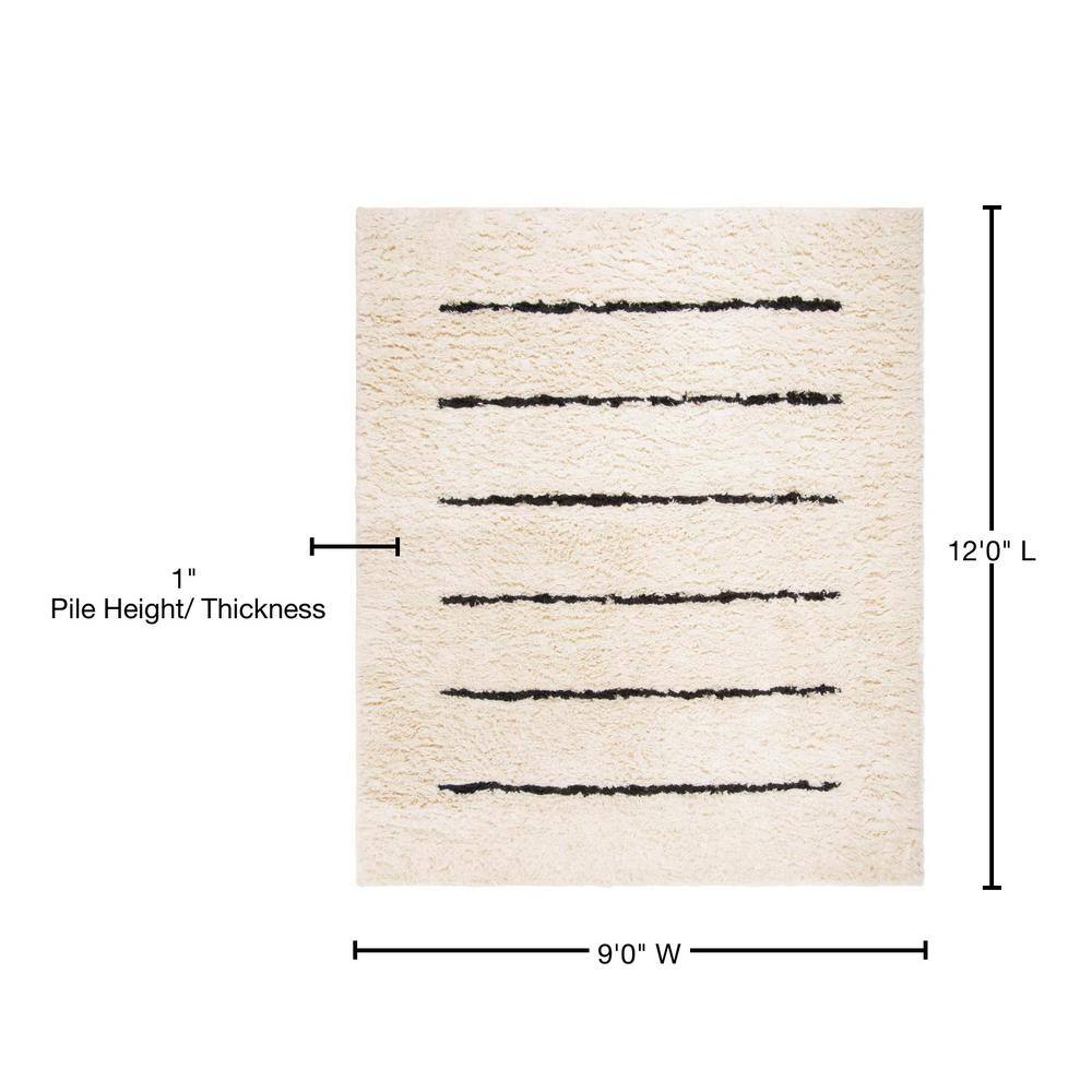 Elevated Black Hand-Knotted Pure Wool 9' x 12' Area Rug