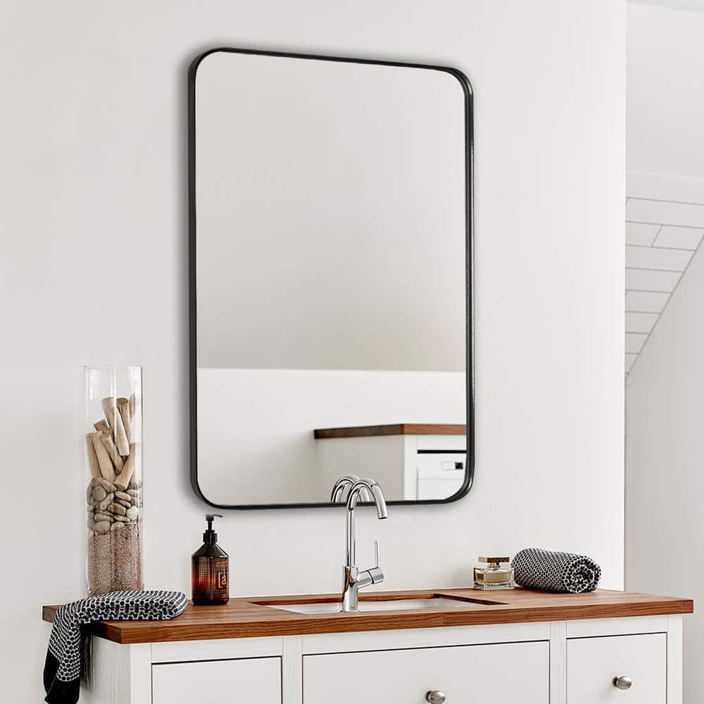 CLAVIE 24 in. W x 36 in. H Large Square Mirror Metal Framed Wall