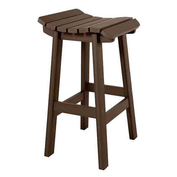 Highwood Summit Square Weathered Acorn Recycled Plastic Bar Height Outdoor Bar Stool