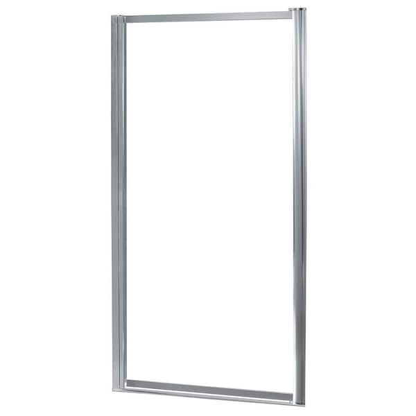 CRAFT + MAIN Tides 29 in. L x 2 in. W x 65 in. H Framed Pivot Shower Door in Silver with Clear Glass with Handle