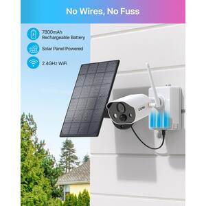 Wireless 3MP 2K WIFI Battery Rechargeable Solar Panels Outdoor Security Camera, 2-Way Audio, Smart Light and Sound Alarm