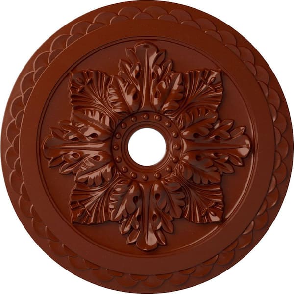 Ekena Millwork 2 in. x 23-5/8 in. x 23-5/8 in. Polyurethane Bordeaux Deluxe Ceiling Medallion, Firebrick