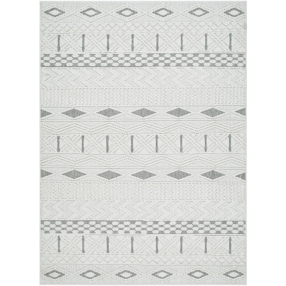Livabliss Bouclair Light Gray Geometric 8 ft. x 10 ft. Indoor Area Rug