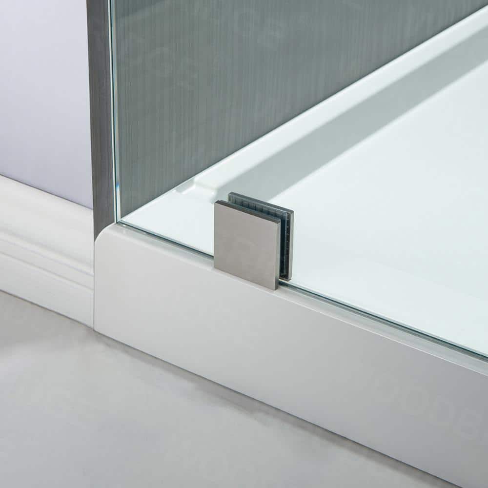 76” H Frameless Sliding Shower Door (56-60 Inch Adjustable Width) with Reversible Installation, Safety Glass, Anti-Splash Design