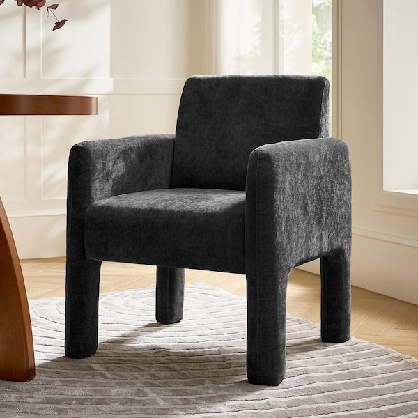 Novia Black Polyester Dining Chair with Wood Frame