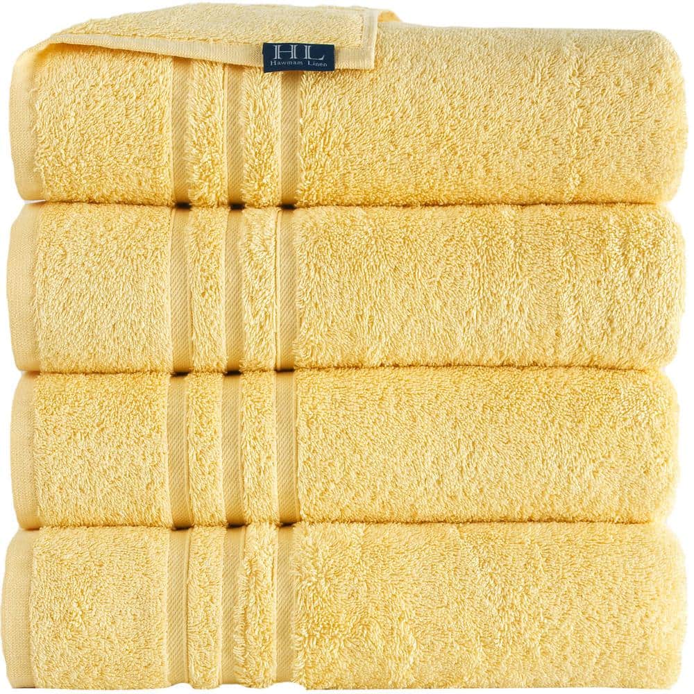 Hawmam Yellow Turkish Cotton 4-Piece Bath Towel Set