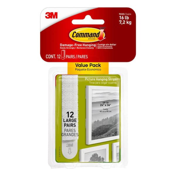 Command Picture Hanging Strips 8 Pairs 16 Command Strips Damage Free White  - Office Depot