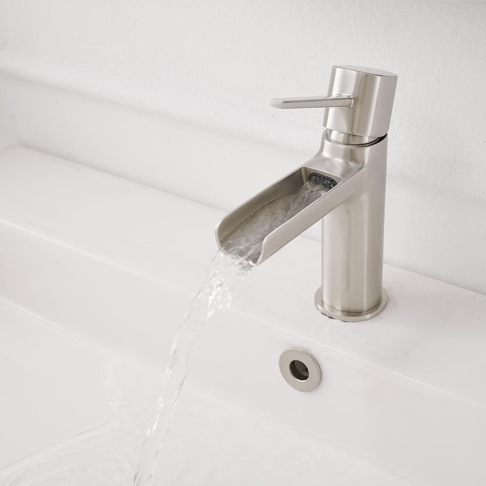 Brushed Nickel Single Handle Waterfall Bathroom Faucet