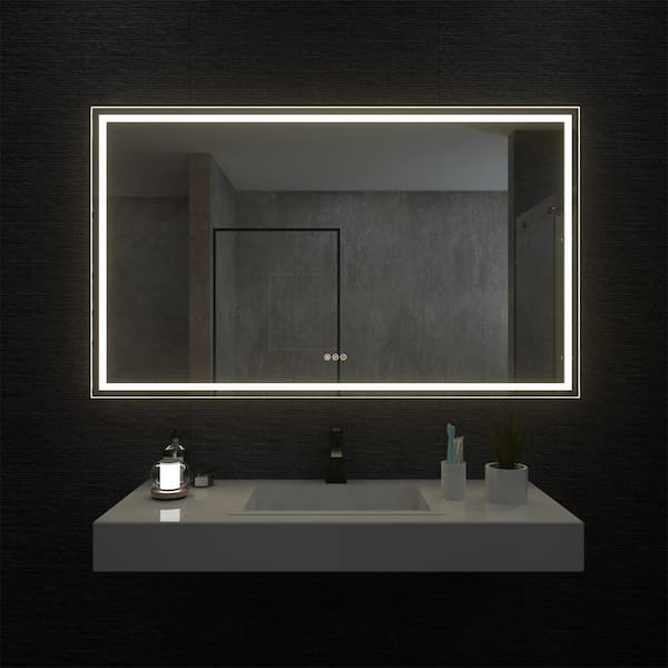 niveal 60 in. W x 36 in. H Rectangular Frameless LED Wall Bathroom Vanity Mirror