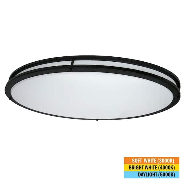 Orbit 32 in. Matte Black Oval LED Flush Mount Ceiling Light 3000 Lumens 42W Adjustable CCT 120V Dimmable