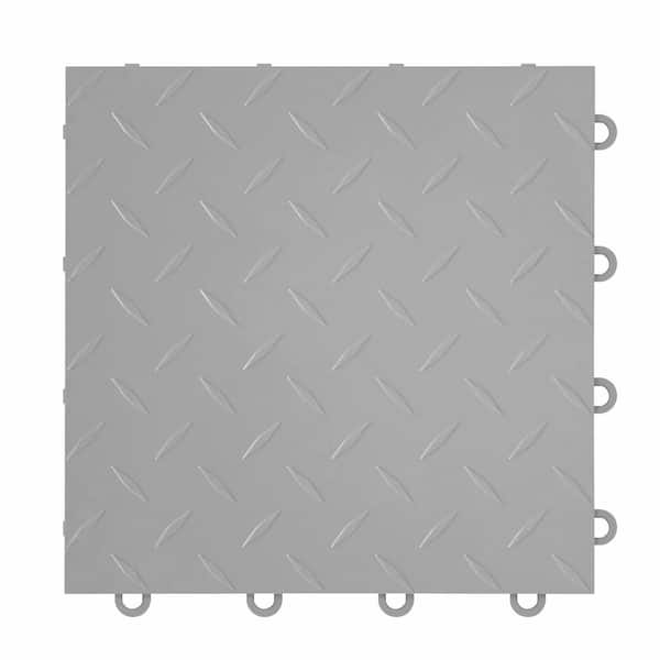 Nitro Diamond 3/8 in. Garage Tiles, Gunmetal, 12 in. x 12 in., 52-Pack, Covers 52 sq. ft., Interlocking Floor Tiles