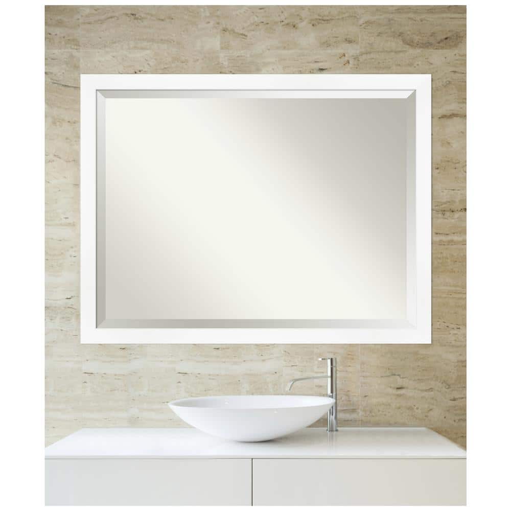 Cabinet White Beveled Edge Rectangular Wall Mirror 43x33