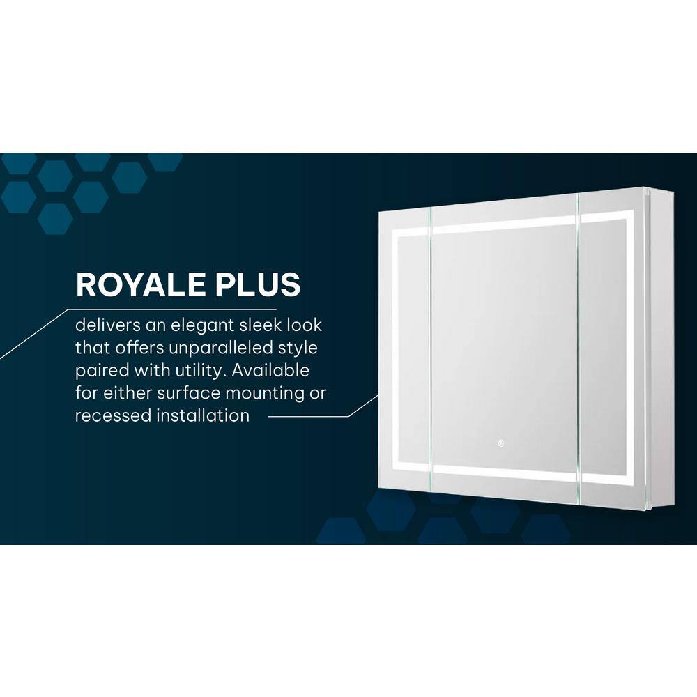 30'' Square Modern Mirrored LED Medicine Cabinet with Interior Outlet