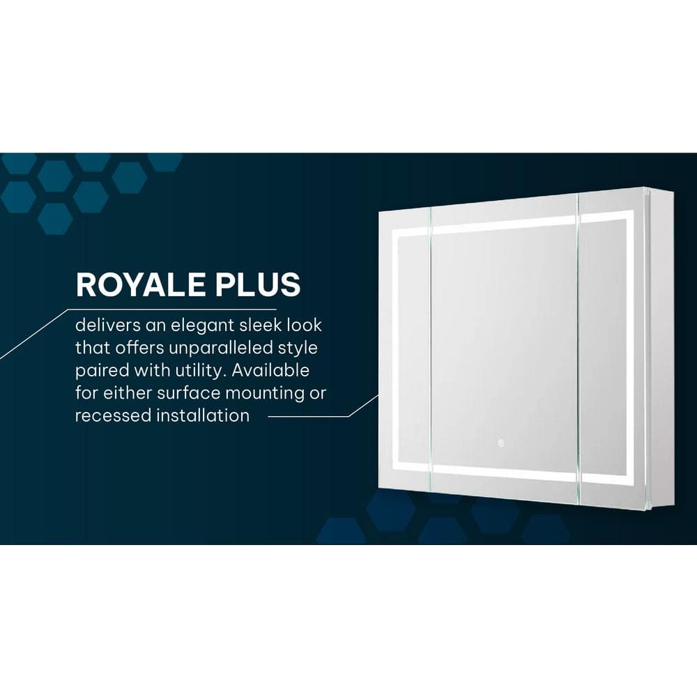 Royale Plus 36" Brushed Aluminum LED Medicine Cabinet with Defogger