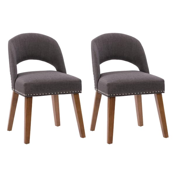 CorLiving Tiffany Dark Grey Upholstered Dining Chair (Set of 2)
