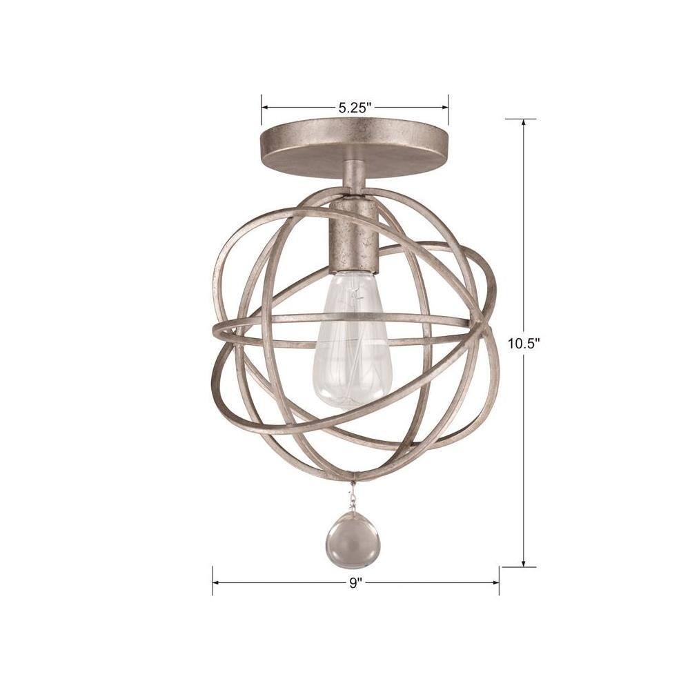 Olde Silver Crystal Globe Pendant Light