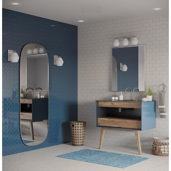 Copeland Collection 24 in. 3-Light Brushed Nickel Vanity Light with Etched Opal Glass Shades