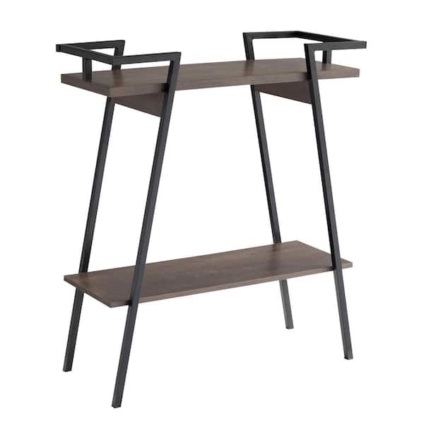 Furniture of America Tomfaul 31.25 in. Walnut Oak Rectangle Wood Console Table with 2 Shelves