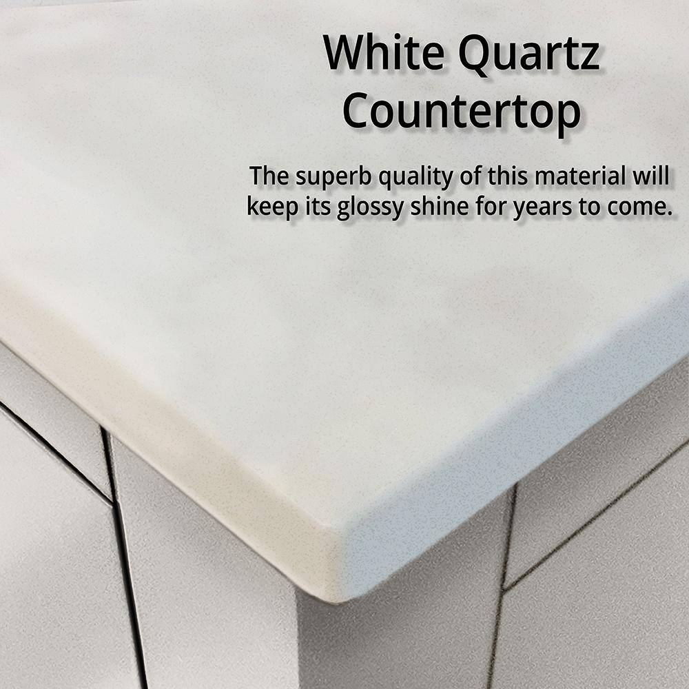 Jacques 36-inch White Quartz Top Single Sink Freestanding Vanity